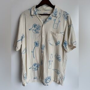 Banks Journal Huckberry Haven Short Sleeve Shirt Men Large cotton linen beach